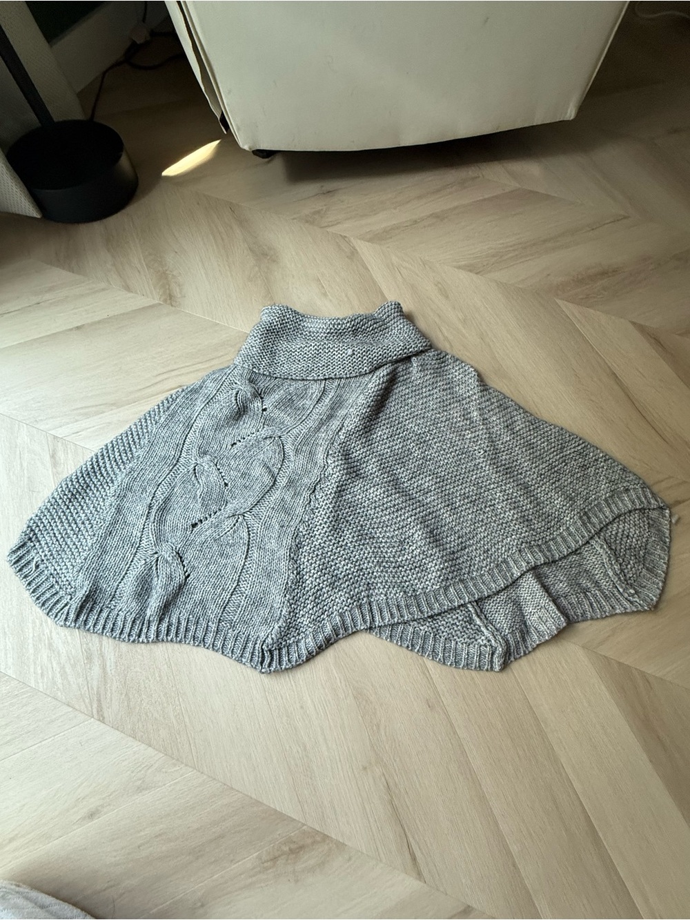 Made in Italy Women's Gray Knit Cape Shrug with Funnel Neck